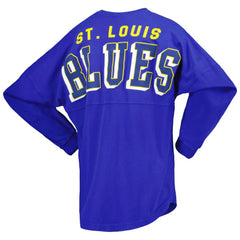 St. Louis Blues - Fanatics Women's Spirit Lace-Up V-Neck Long Sleeve Jersey T-Shirt Blue