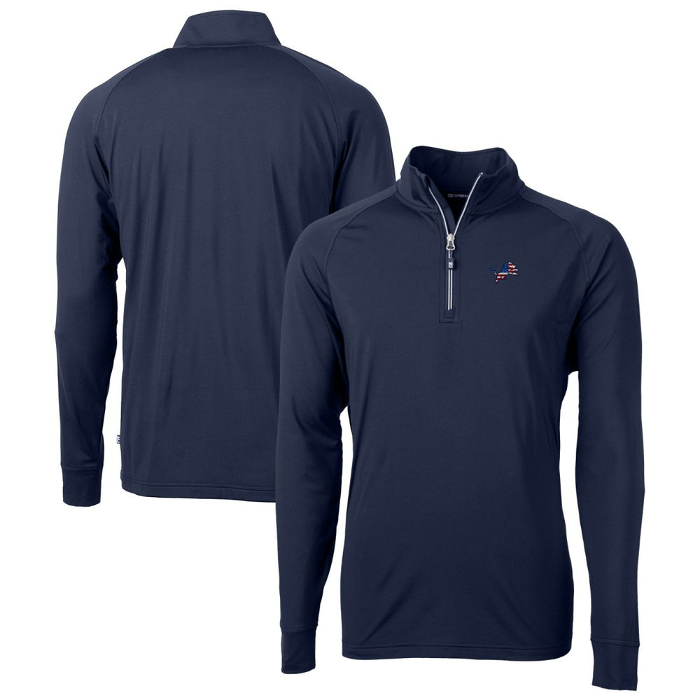 Detroit Lions Cutter & Buck Team Adapt Eco Knit Hybrid Recycled Quarter-Zip Pullover Top Navy - NFL