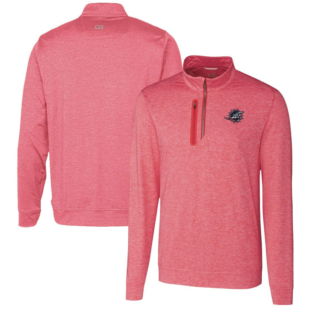 Miami Dolphins Cutter & Buck Stealth Quarter-Zip Pullover Top Heathered Cardinal - NFL