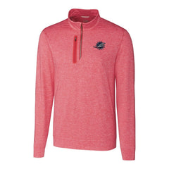 Miami Dolphins Cutter & Buck Stealth Quarter-Zip Pullover Top Heathered Cardinal - NFL