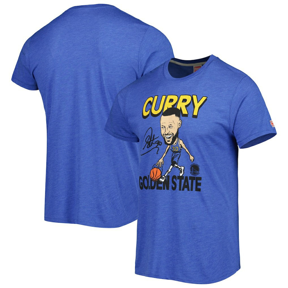 NBA - Stephen Curry Golden State Warriors Homage Player Caricature Tri-Blend T-Shirt - Royal