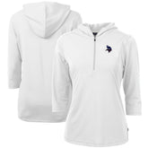 Minnesota Vikings Cutter & Buck Women's Virtue Eco Pique 3/4 Sleeve Half-Zip Pullover Hoodie White - NFL