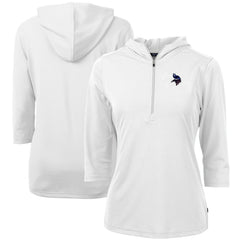 Minnesota Vikings Cutter & Buck Women's Virtue Eco Pique 3/4 Sleeve Half-Zip Pullover Hoodie White - NFL