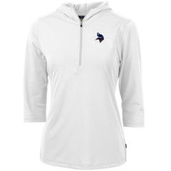 Minnesota Vikings Cutter & Buck Women's Virtue Eco Pique 3/4 Sleeve Half-Zip Pullover Hoodie White - NFL