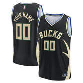 Fanatics - Milwaukee Bucks Custom Fast Break Jersey - Statement Edition - Black
