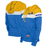 Los Angeles Rams New Era Women's Throwback Colorblock Full-Zip Hoodie Royal/Gold - NFL