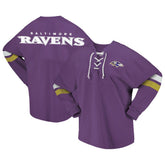 Baltimore Ravens Women's Spirit Jersey Lace-Up V-Neck Long Sleeve T-Shirt Purple - Fanatics