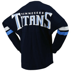 Tennessee Titans Women's Spirit Jersey Lace-Up V-Neck Long Sleeve T-Shirt Navy - Fanatics