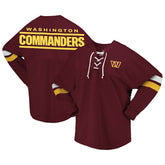 Washington Commanders Women's Spirit Jersey Lace-Up V-Neck Long Sleeve T-Shirt Burgundy - Fanatics