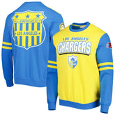 Los Angeles Chargers All Over 2.0 Pullover Sweatshirt Gold - Mitchell & Ness