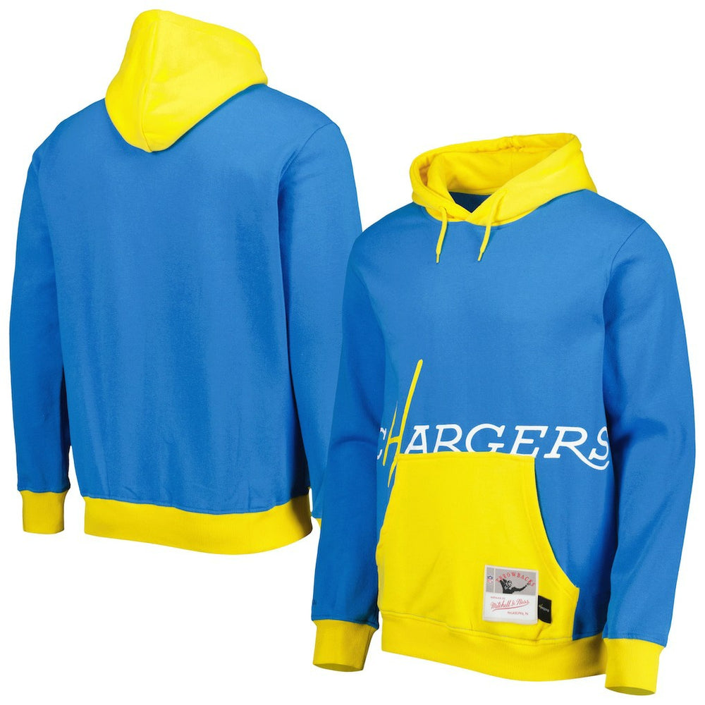 Los Angeles Chargers Big Face 5.0 Pullover Hoodie Powder Blue - Mitchell & Ness