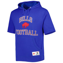 Buffalo Bills Washed Short Sleeve Pullover Hoodie Royal - Mitchell & Ness