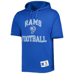 Los Angeles Rams Washed Short Sleeve Pullover Hoodie Royal - Mitchell & Ness