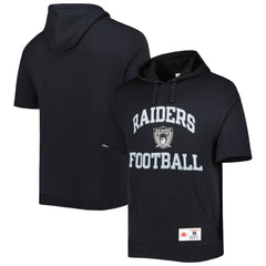 Las Vegas Raiders Washed Short Sleeve Pullover Hoodie Black - Mitchell & Ness