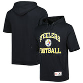 Pittsburgh Steelers Washed Short Sleeve Pullover Hoodie Black - Mitchell & Ness