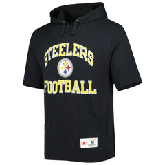 Pittsburgh Steelers Washed Short Sleeve Pullover Hoodie Black - Mitchell & Ness