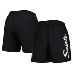 New Orleans Saints Team Essentials Nylon Shorts Black - Mitchell & Ness