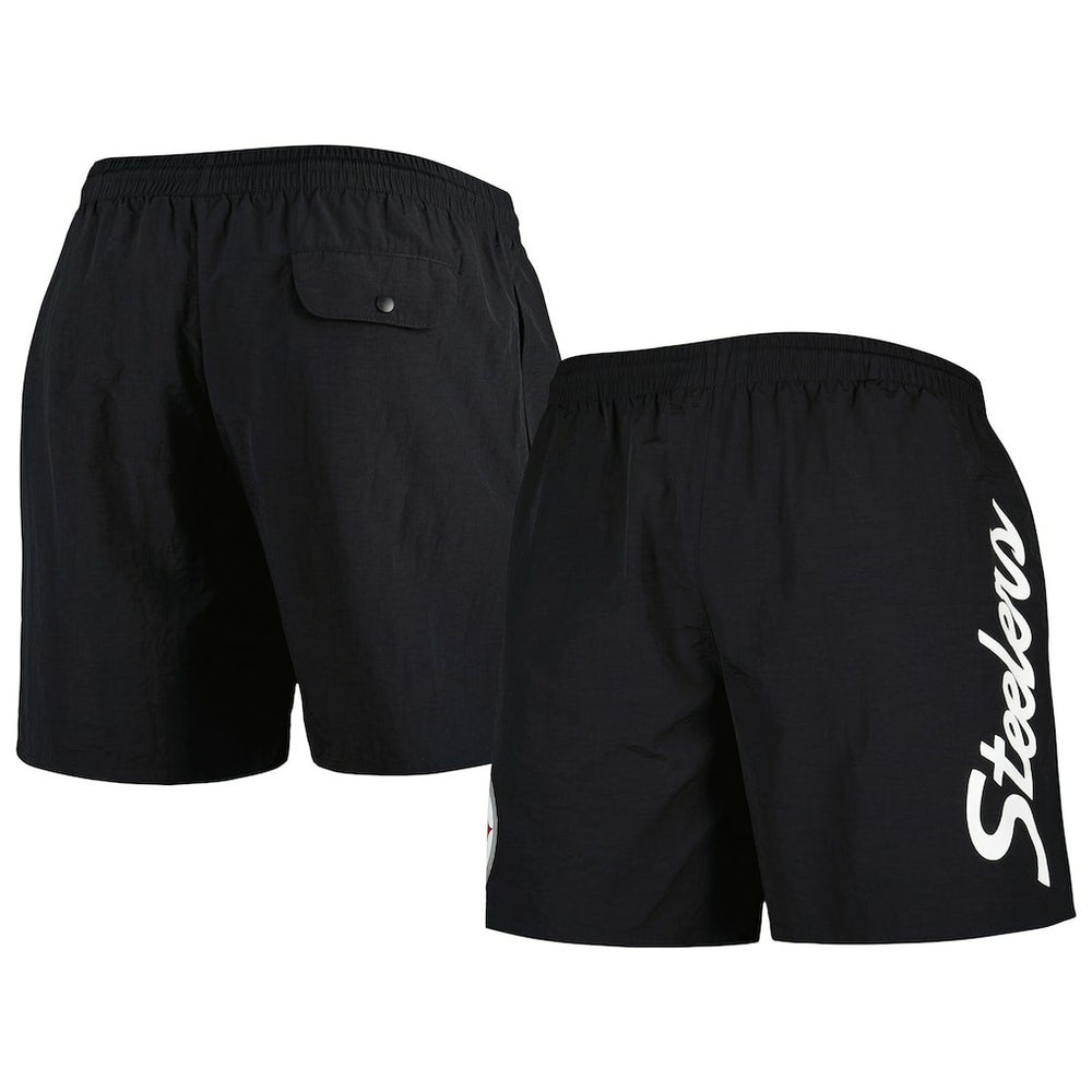 Pittsburgh Steelers Team Essentials Nylon Shorts Black - Mitchell & Ness