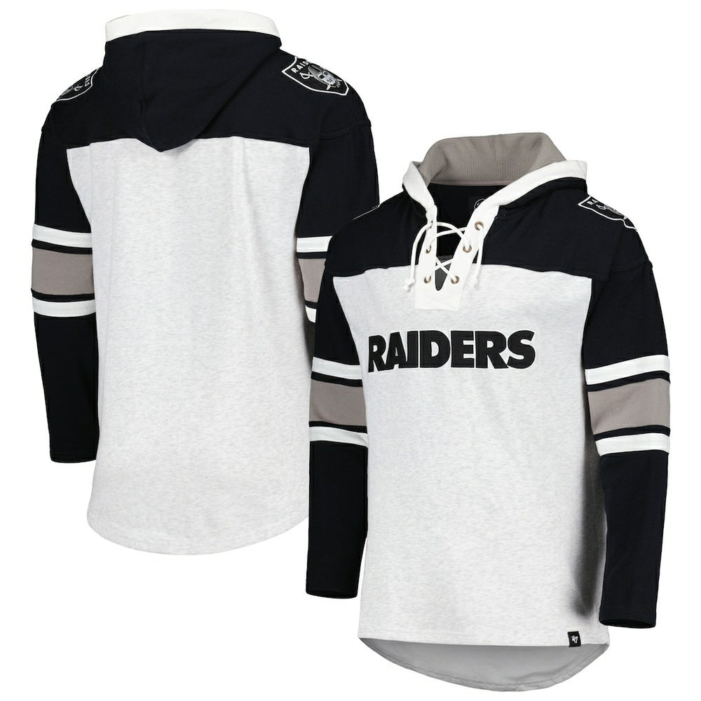 Las Vegas Raiders '47 Gridiron Lace-Up Pullover Hoodie Heather Gray - 47 brand