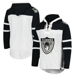 Las Vegas Raiders '47 Historic Logo Gridiron Lace-Up Pullover Hoodie Heather Gray - 47 brand