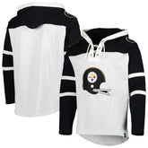 Pittsburgh Steelers '47 Historic Logo Gridiron Lace-Up Pullover Hoodie Heather Gray - 47 brand