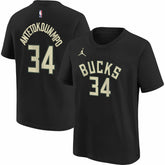 NBA - Giannis Antetokounmpo Milwaukee Bucks Jordan Brand Youth Statement Edition Name & Number Player T-Shirt - Black