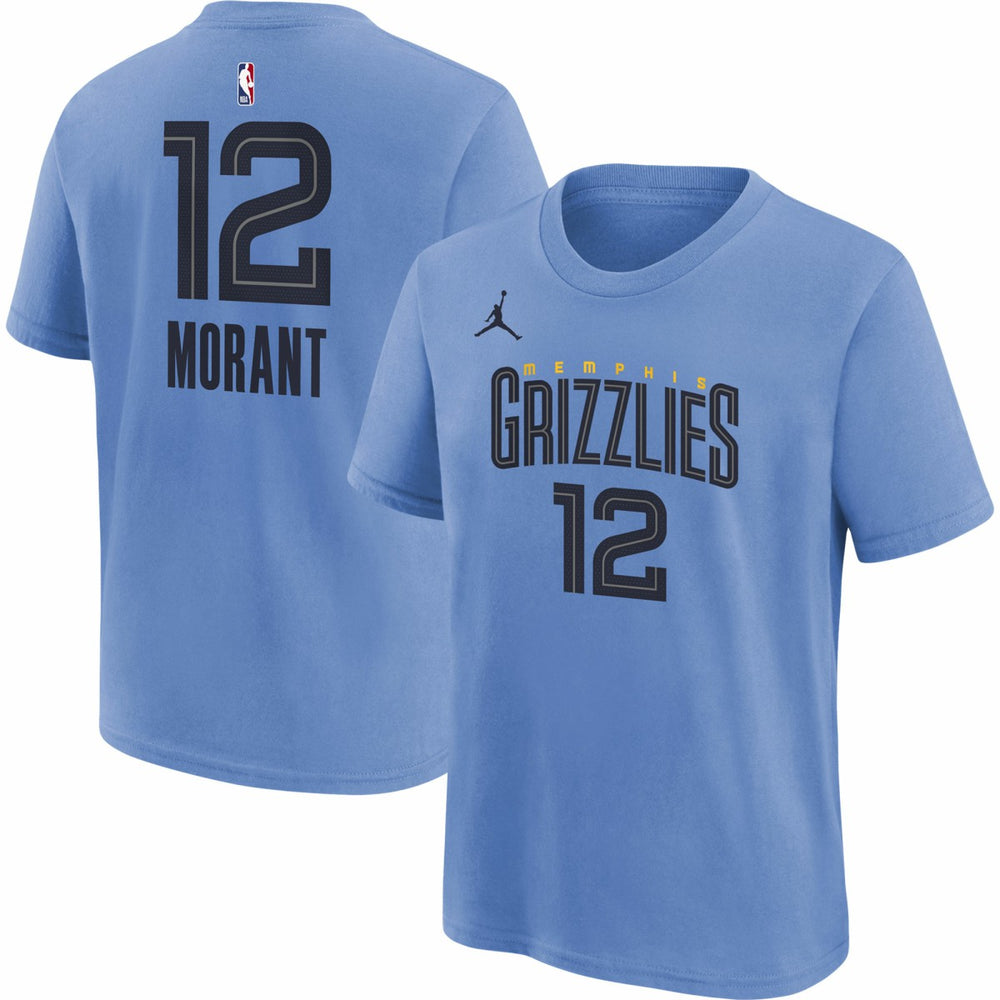 NBA - Ja Morant Memphis Grizzlies Jordan Brand Youth Statement Edition Name & Number Player T-Shirt - Light Blue