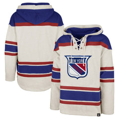 New York Rangers '47 Rockaway Lace-Up Pullover Hoodie Oatmeal