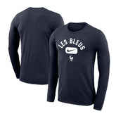 Nike France National Team Lockup Legend Performance Long Sleeve T-Shirts - Navy