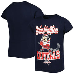 Washington Capitals Girls Youth Mickey Mouse Go Team Go T-Shirt Navy