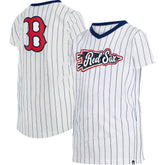 Boston Red Sox New Era Girls Youth Pinstripe V-Neck T-Shirt for sale