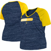Milwaukee Brewers New Era Women's Plus Size Space Dye Raglan V-Neck T-Shirt Clearance
