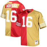 Joe Montana San Francisco 49ers Big & Tall Split Legacy Retired Player Replica Jersey Scarlet/Gold - Mitchell & Ness