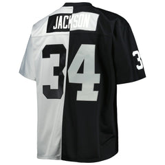 Bo Jackson Las Vegas Raiders Big & Tall Split Legacy Retired Player Replica Jersey Black/Silver - Mitchell & Ness