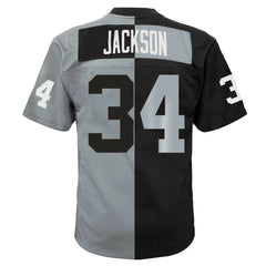 Bo Jackson Las Vegas Raiders Big & Tall Split Legacy Retired Player Replica Jersey Black/Silver - Mitchell & Ness