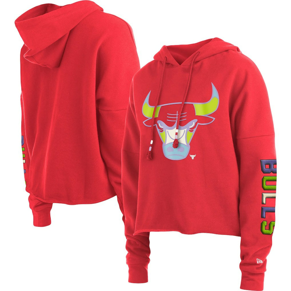 New Era - Chicago Bulls Women's Color Pack Cropped Top Pullover Hoodie - Red