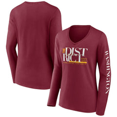 Washington Commanders Women's Hometown Sweep Long Sleeve V-Neck T-Shirt Burgundy - Fanatics