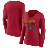 Tampa Bay Buccaneers Women's Hometown Sweep Long Sleeve V-Neck T-Shirt Red - Fanatics