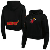 NBA - Miami Heat Pro Standard Women's Classic Fleece Cropped Pullover Hoodie - Black