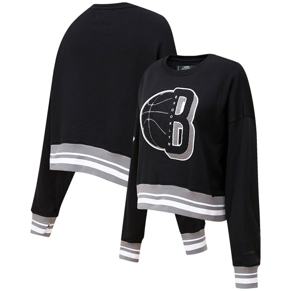 NBA - Brooklyn Nets Pro Standard Women's Mash Up Pullover Sweatshirt - Black