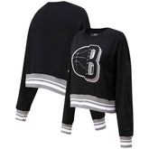 NBA - Brooklyn Nets Pro Standard Women's Mash Up Pullover Sweatshirt - Black