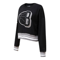 NBA - Brooklyn Nets Pro Standard Women's Mash Up Pullover Sweatshirt - Black