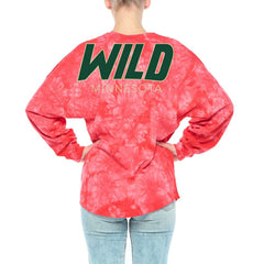 Minnesota Wild - Fanatics Women's Crystal-Dye Long Sleeve T-Shirt Red