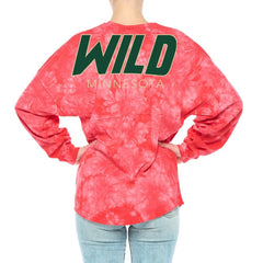 Minnesota Wild - Fanatics Women's Crystal-Dye Long Sleeve T-Shirt Red