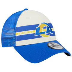 Los Angeles Rams New Era Team Stripe Trucker 9FORTY Snapback Hat Cream/Royal - NFL