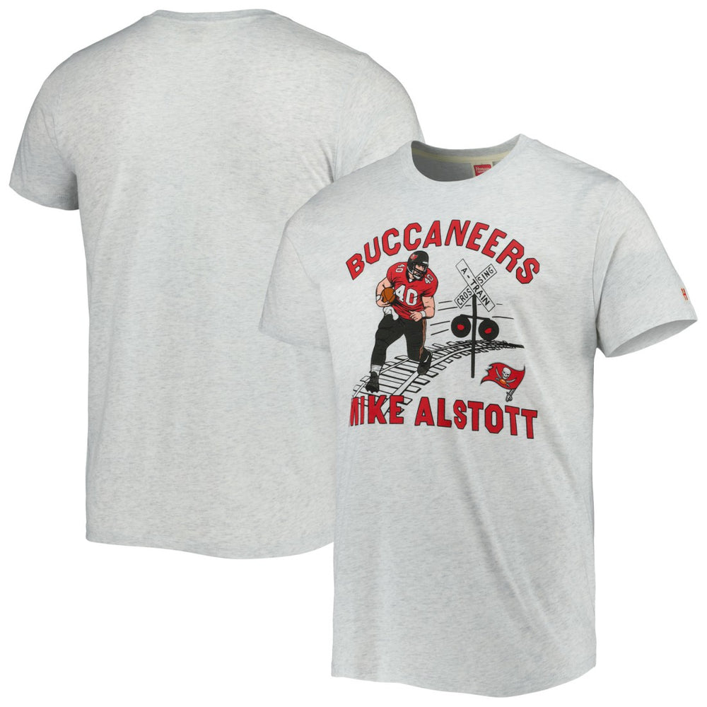 Mike Alstott Tampa Bay Buccaneers Homage Unisex Caricature Retired Player Tri-Blend T-Shirt Ash - NFL