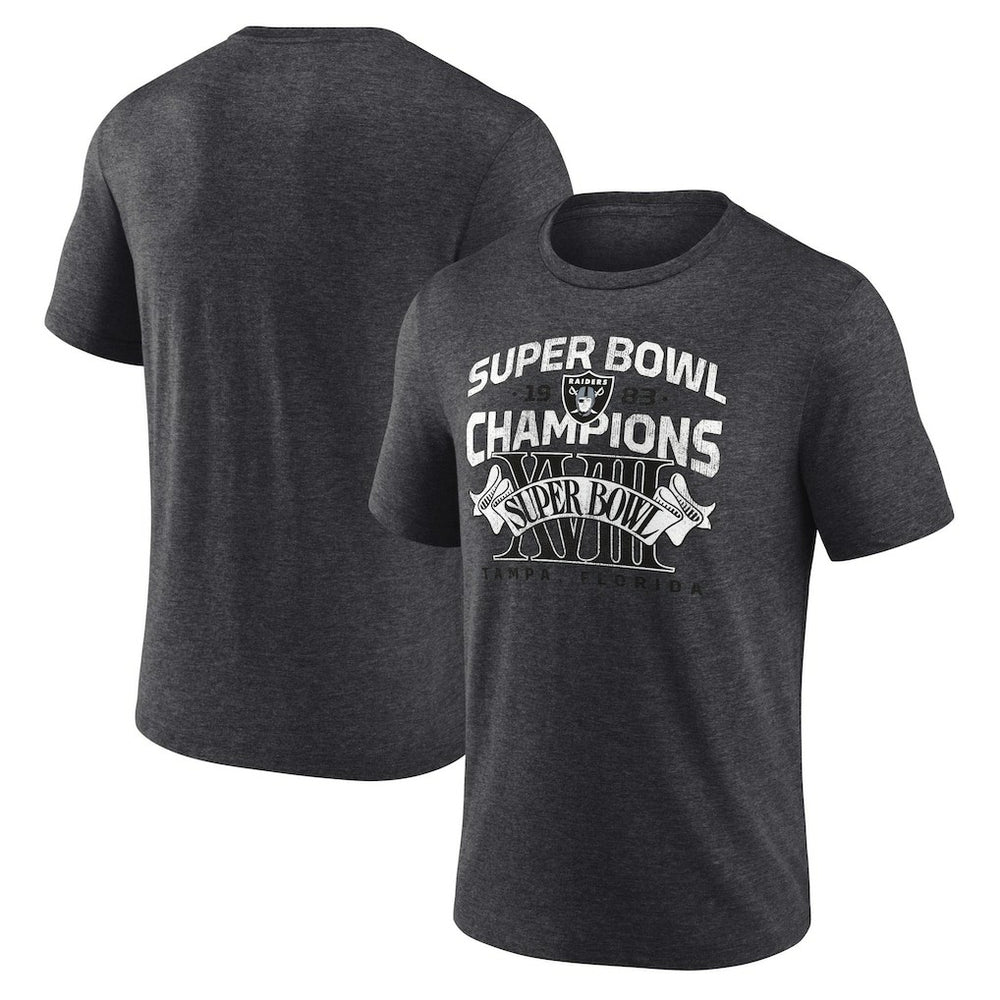 Las Vegas Raiders Hometown Old-Fashioned Super Bowl XVIII Champions Tri-Blend T-Shirt Charcoal - NFL