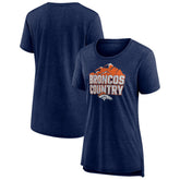 Denver Broncos Women's Hometown First Down Tri-Blend T-Shirt Heather Navy - NFL