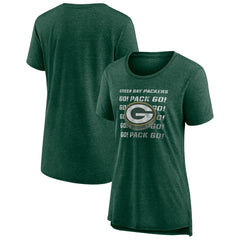 Green Bay Packers Women's Hometown First Down Tri-Blend T-Shirt Heather Green - NFL