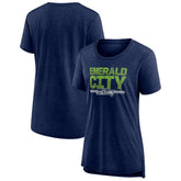 Seattle Seahawks Women's Hometown First Down Tri-Blend T-Shirt Heather College Navy - NFL